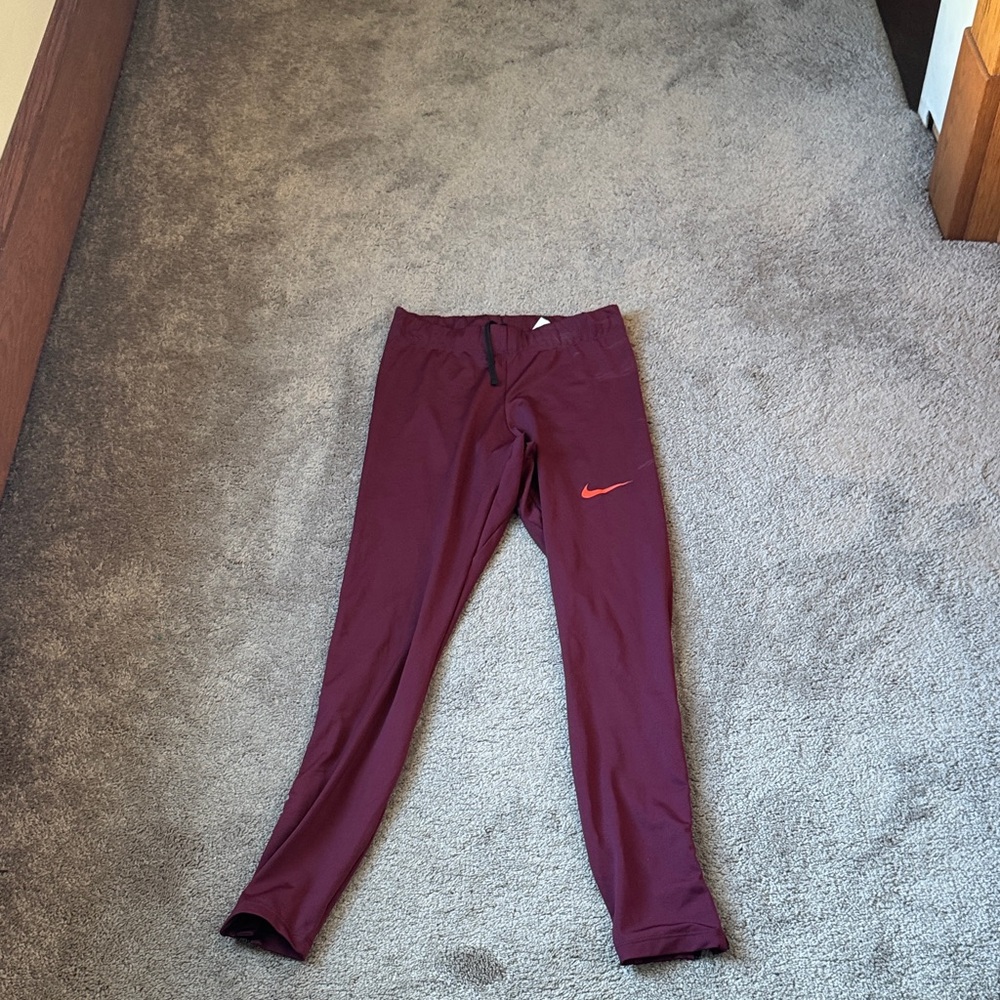 Nike Dri-Fit Maroon Athletic Leggings Running Workout Tights SIZE S